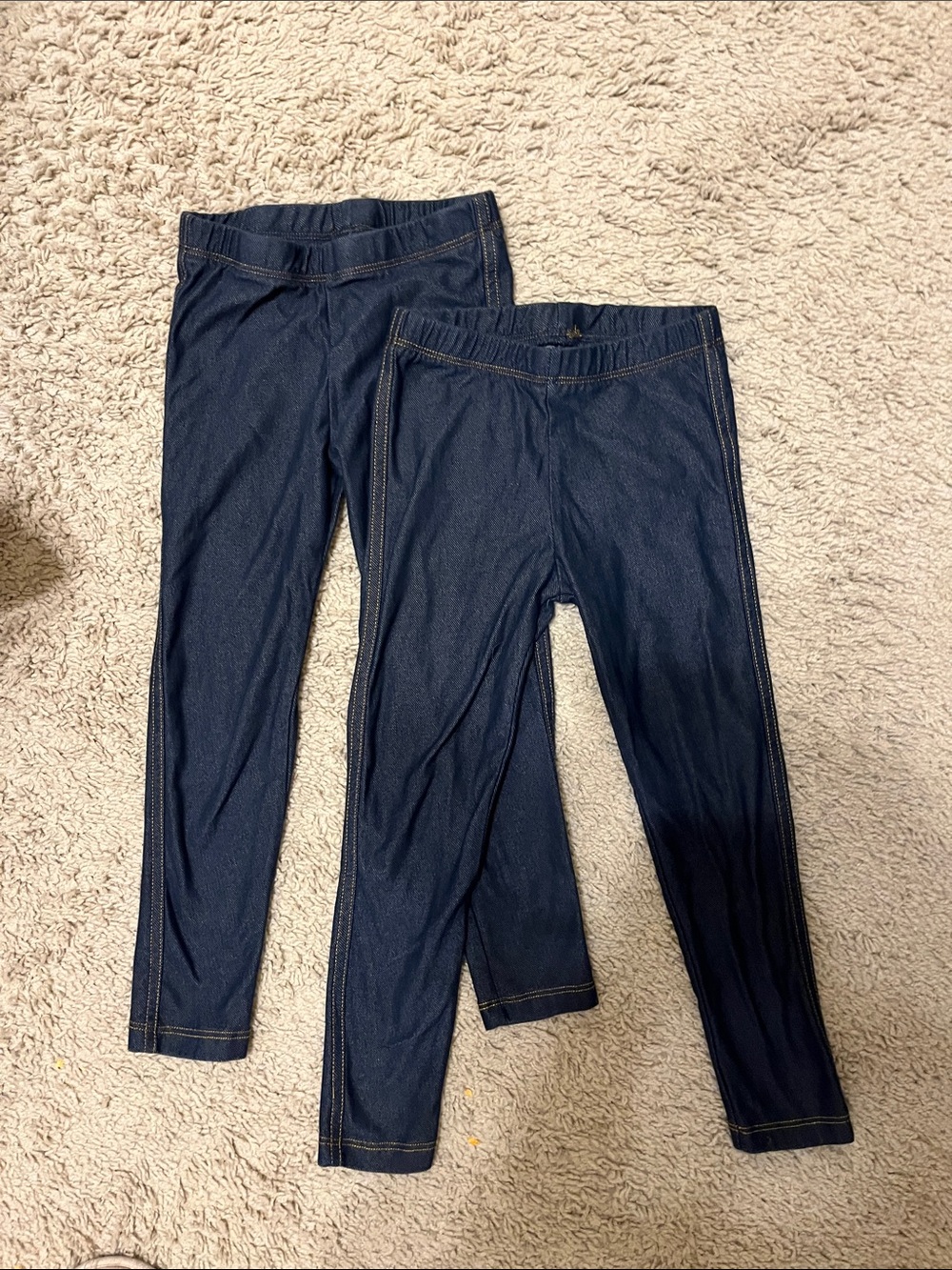 The Children's Place Dark Blue Denim-Look Leggings Size Small (5/6)
